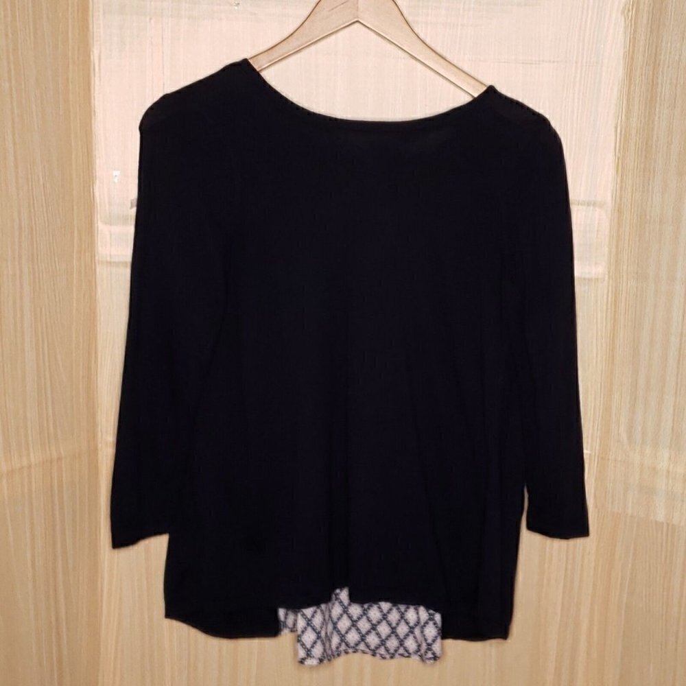 Loft Mixed Material Lightweight Sweater With Silky Back Blue Small